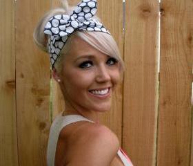 Vintage Inspired Pin Up Dolly Bow Headband With Easy Twist Wire in Michael Miller Fabric