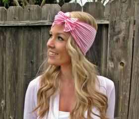Vintage Multi Style Striped Stretch Jersey Knit Headwrap - Multi Ways To Wear
