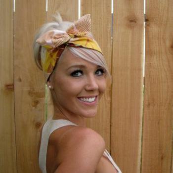 Vintage Inspired Pin Up Dolly Bow Headband With Easy Twist Wire in Amy Butler Fabric